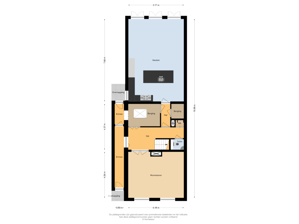 View floorplan of Begane grond of Rechtestraat 72