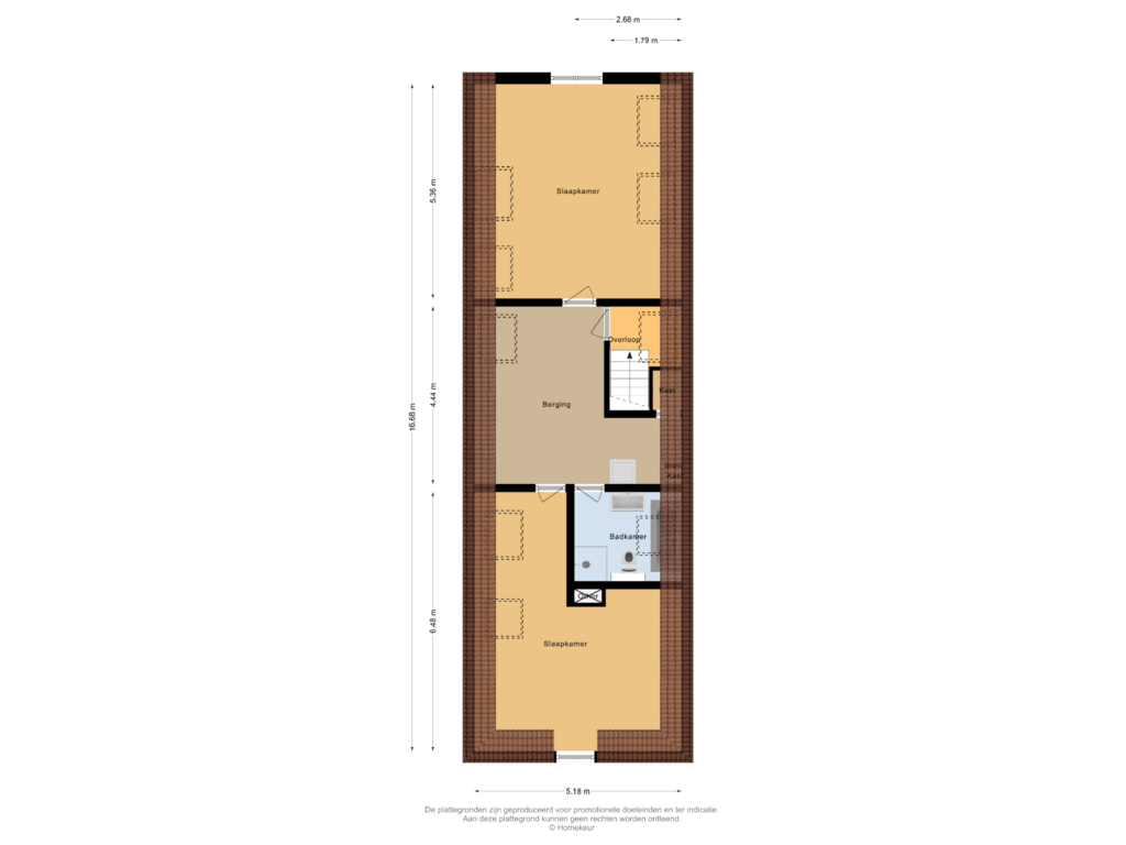 View floorplan of Tweede verdieping of Rechtestraat 72