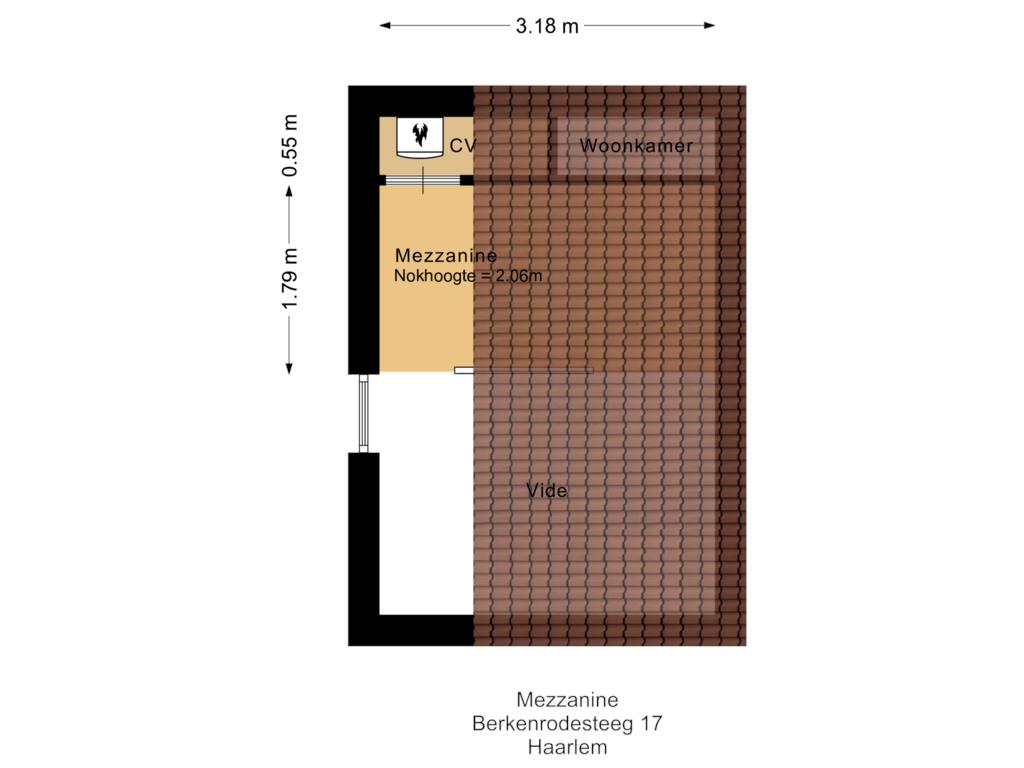 Bekijk plattegrond van Mezzanine van Berkenrodesteeg 17