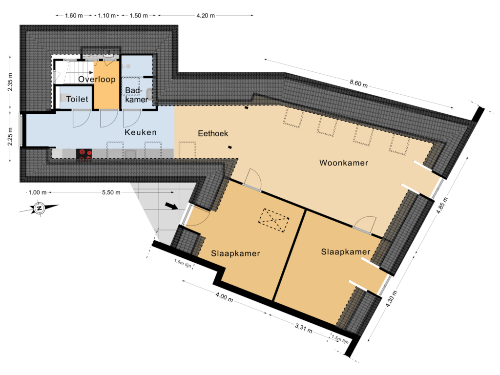 Bekijk plattegrond van 1e Verdieping van Kerkstraat 88