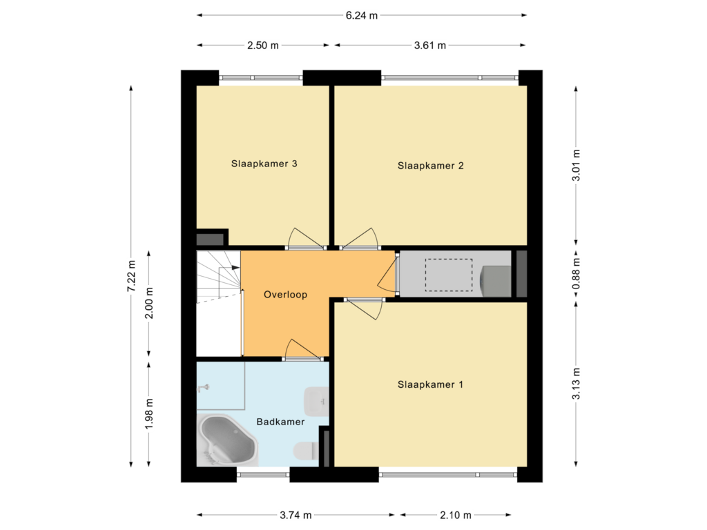 Bekijk plattegrond van Eerste Verdieping van Michelangelolaan 19