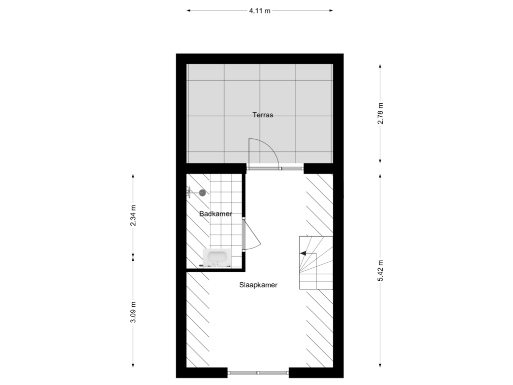 Bekijk plattegrond van 1e Verdieping van Tweede Laurierdwarsstraat 53-3