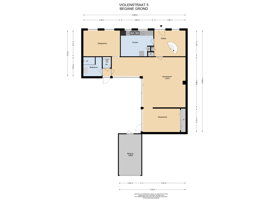 Bekijk plattegrond van Begane grond van Violenstraat 5