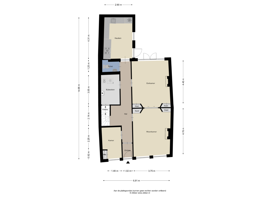 Bekijk plattegrond van Begane grond van Noordzijde Haven 44