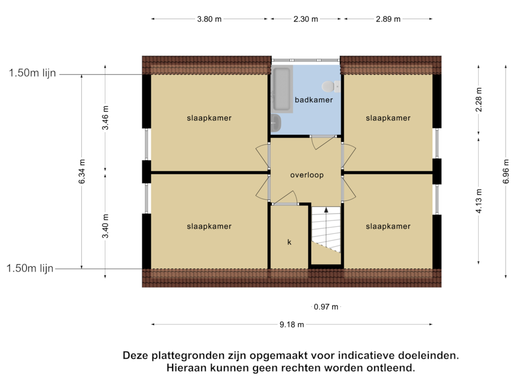 View floorplan of 1e verdieping of Wagenbroeken 4