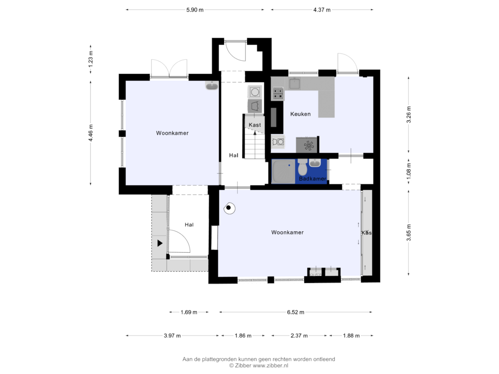 Bekijk plattegrond van Begane grond van Emmastraat 23-23A