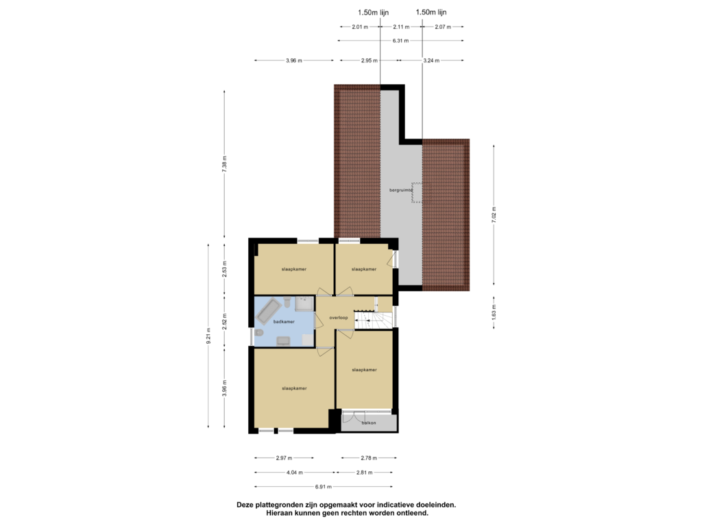 View floorplan of 1e verdieping of Het Schol 22