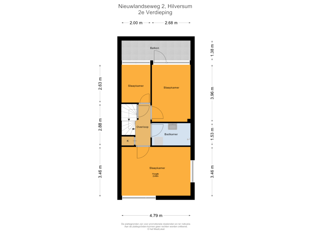 Bekijk plattegrond van 2e Verdieping van Nieuwlandseweg 2