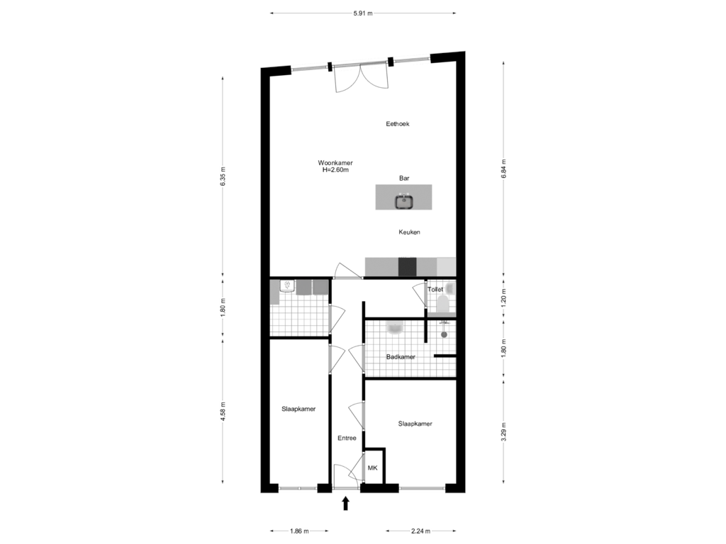 Bekijk plattegrond van Appartement van Heereweg 185-L