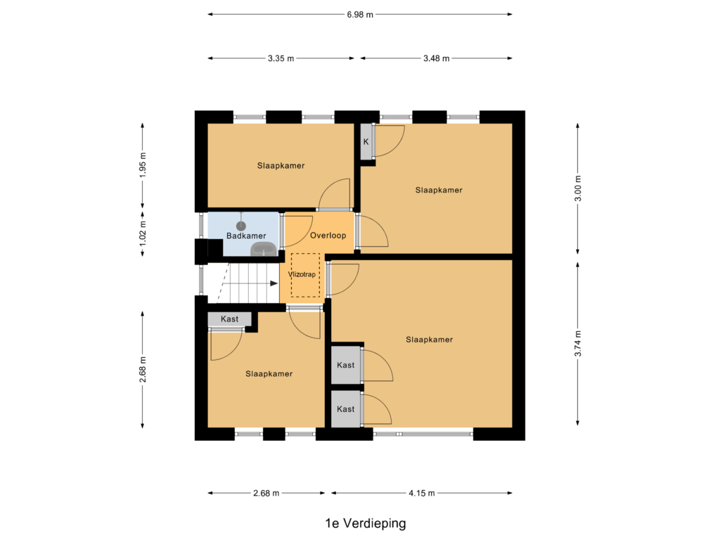 Bekijk plattegrond van 1e Verdieping van Noordwal 18