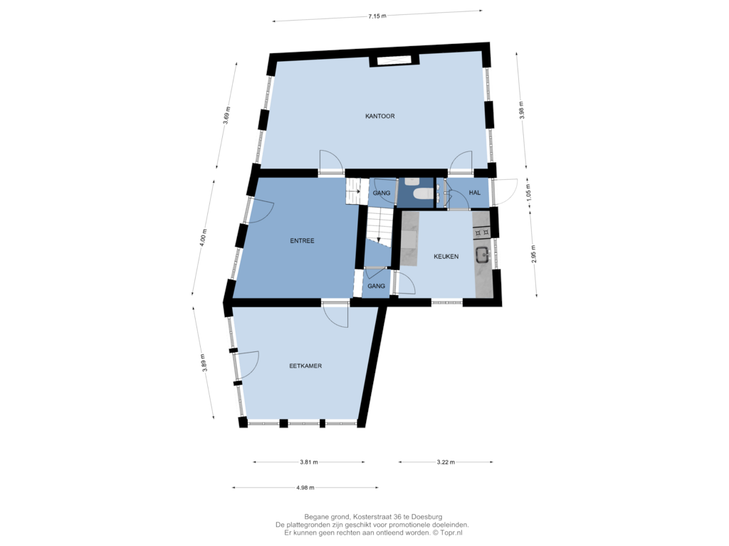 Bekijk plattegrond van Begane grond van Kosterstraat 36