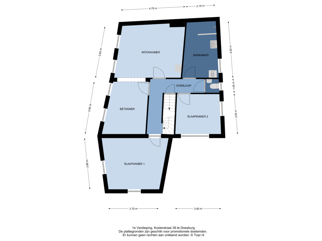 Bekijk plattegrond van 1e Verdieping van Kosterstraat 36