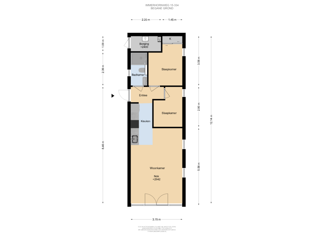 View floorplan of Begane grond of Immerhornweg 15-334