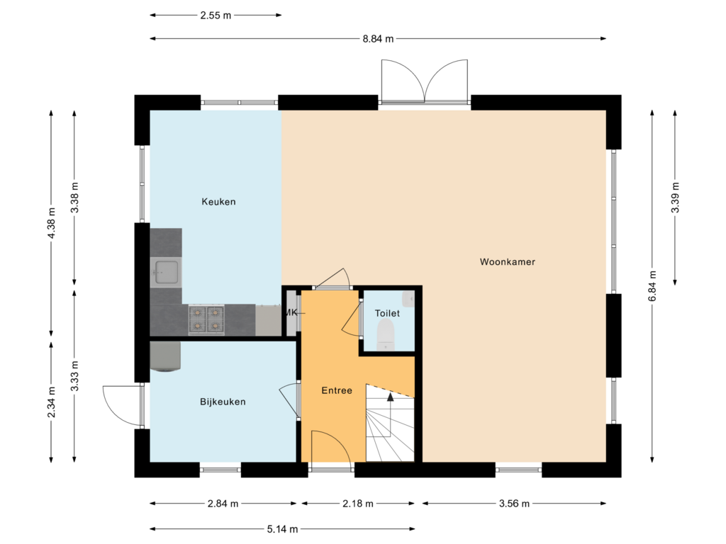 View floorplan of Begane grond of Warmenbossenweg 3-16