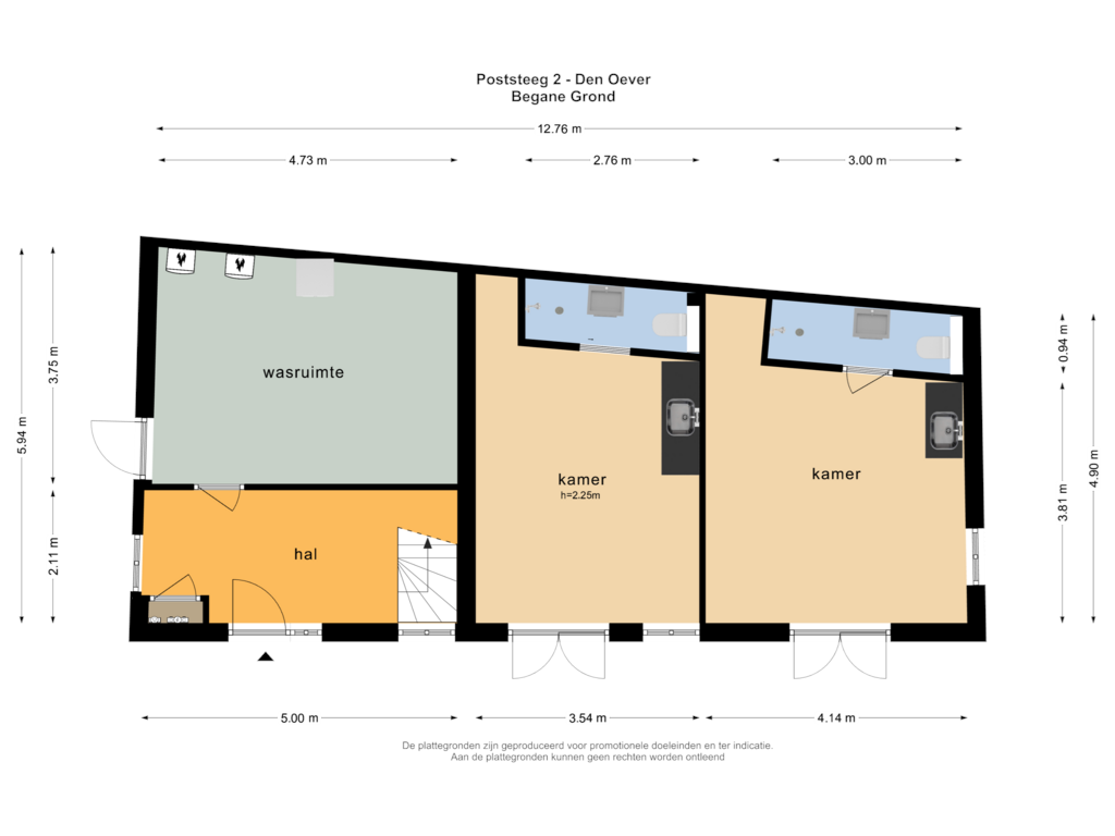 Bekijk plattegrond van Begane Grond van Poststeeg 2