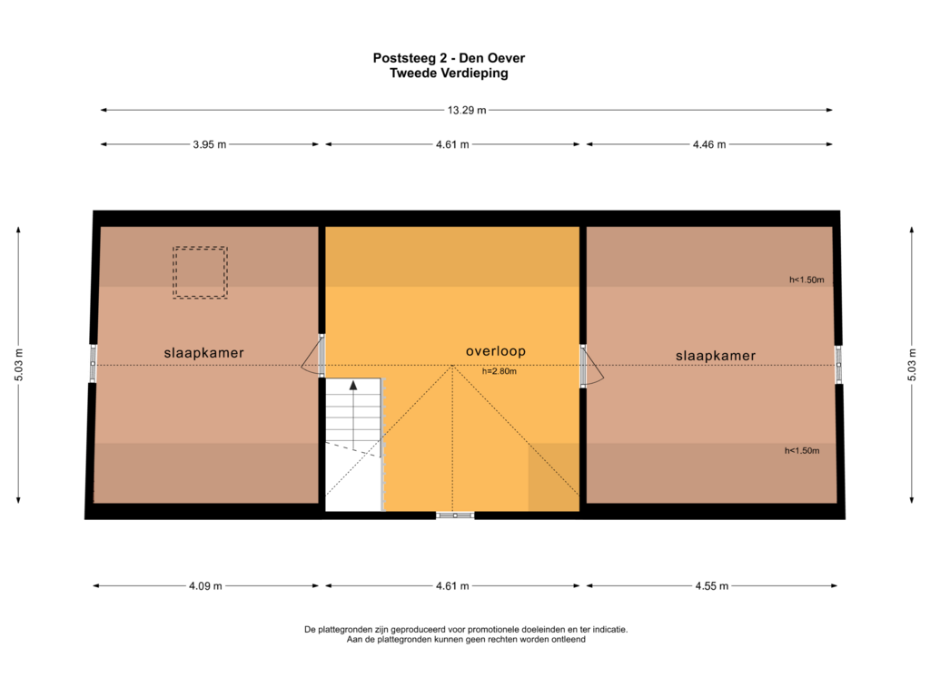 Bekijk plattegrond van Tweede Verdieping van Poststeeg 2