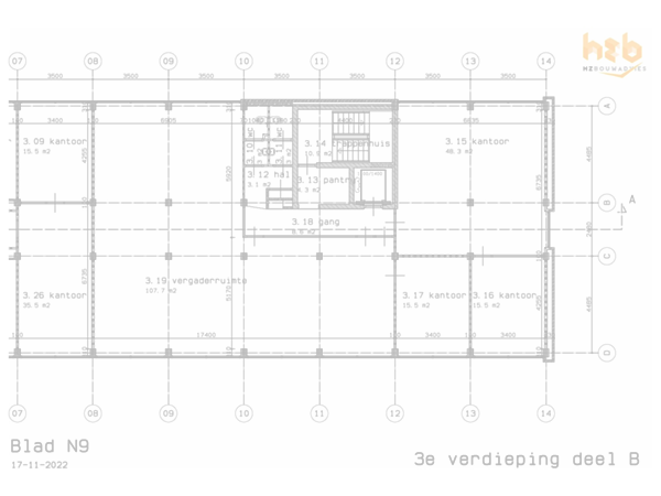 Plattegrond derde verdieping