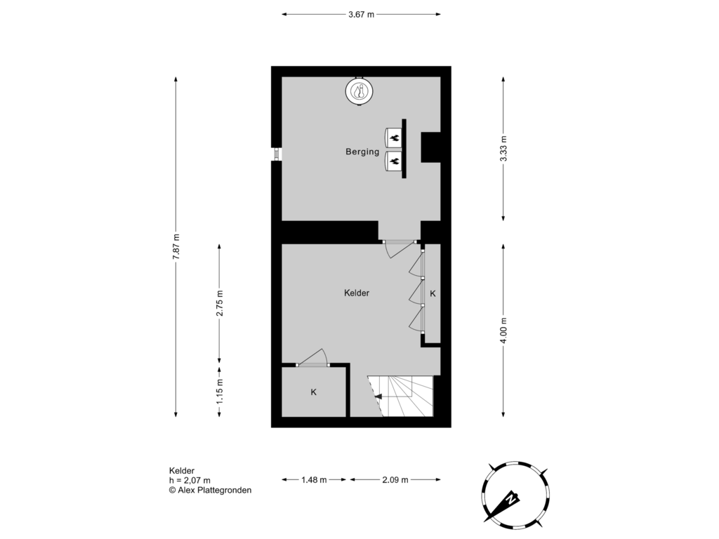 Bekijk plattegrond van Kelder van Groot Haesebroekseweg 21