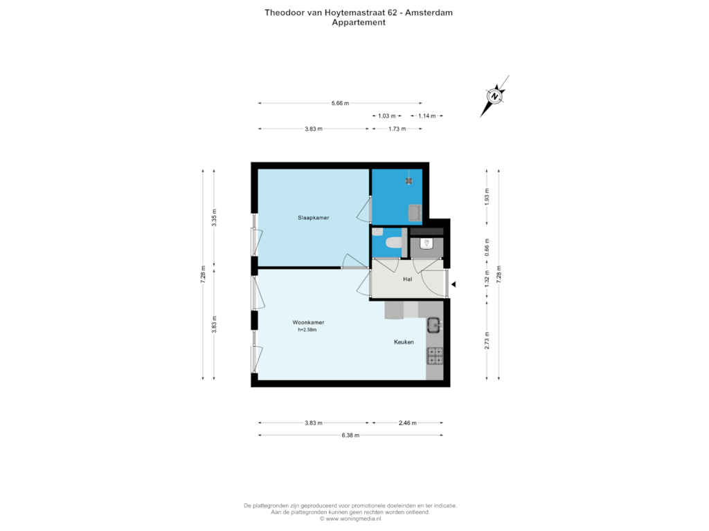 Bekijk plattegrond van Appartement van Theodoor van Hoytemastraat 62