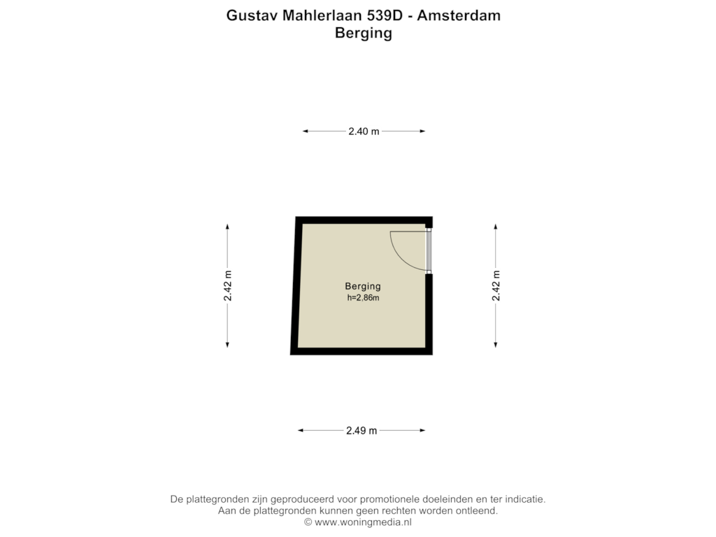 Bekijk plattegrond van Berging van Gustav Mahlerlaan 539-D