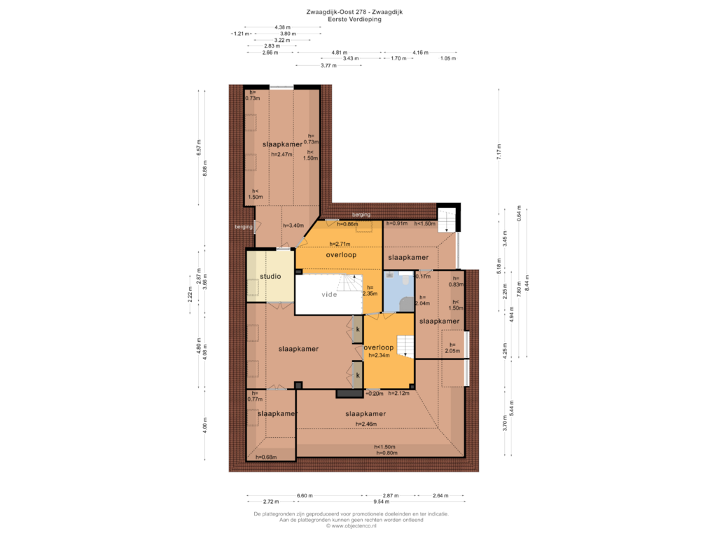 View floorplan of EERSTE VERDIEPING of Zwaagdijk 278