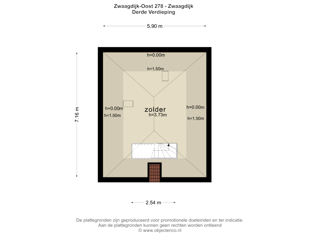 View floorplan of DERDE VERDIEPING of Zwaagdijk 278