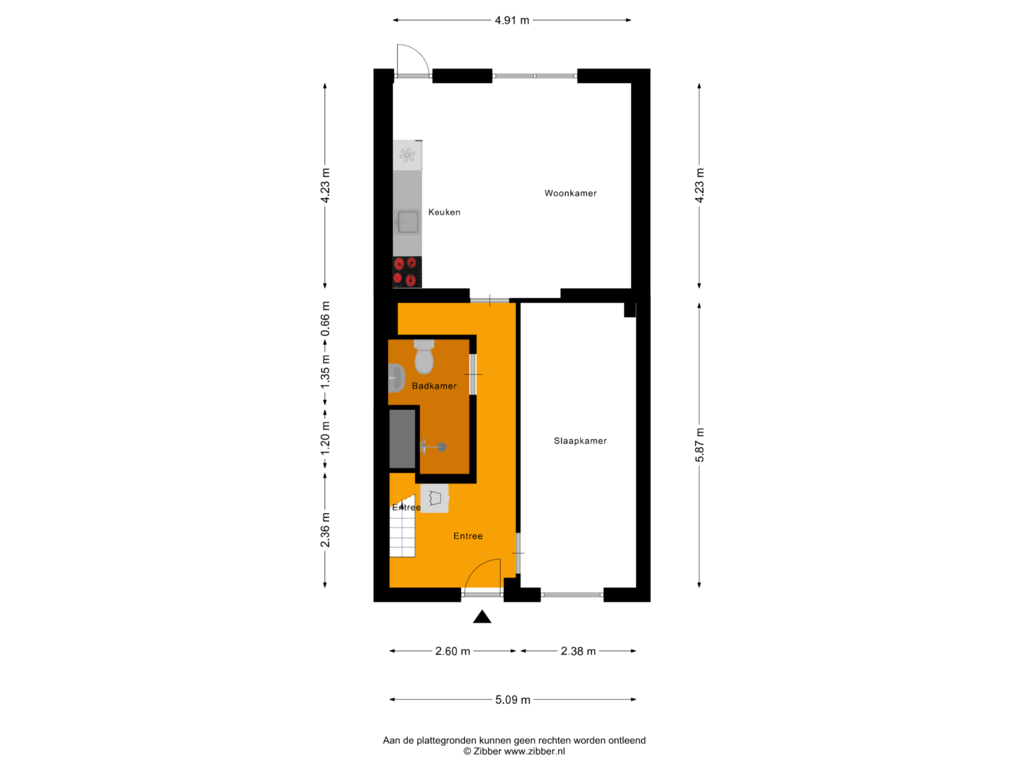 Bekijk plattegrond van Gastenverblijf van Voorstraat 65