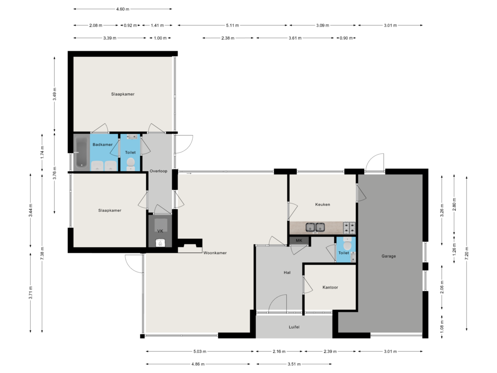 Bekijk plattegrond van Begane grond van Prins Mauritslaan 16