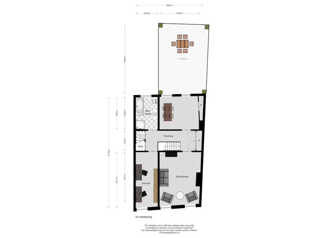 Bekijk plattegrond van 1e verdieping van Hoogstraat 19