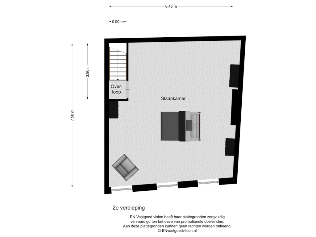 Bekijk plattegrond van 2e verdieping van Hoogstraat 19