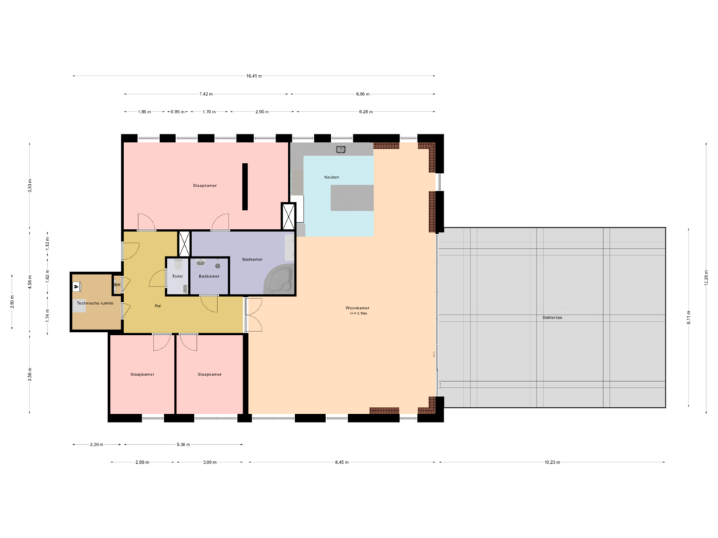 Bekijk plattegrond van Appartement van Johan van Oldenbarneveldtstraat 1-T