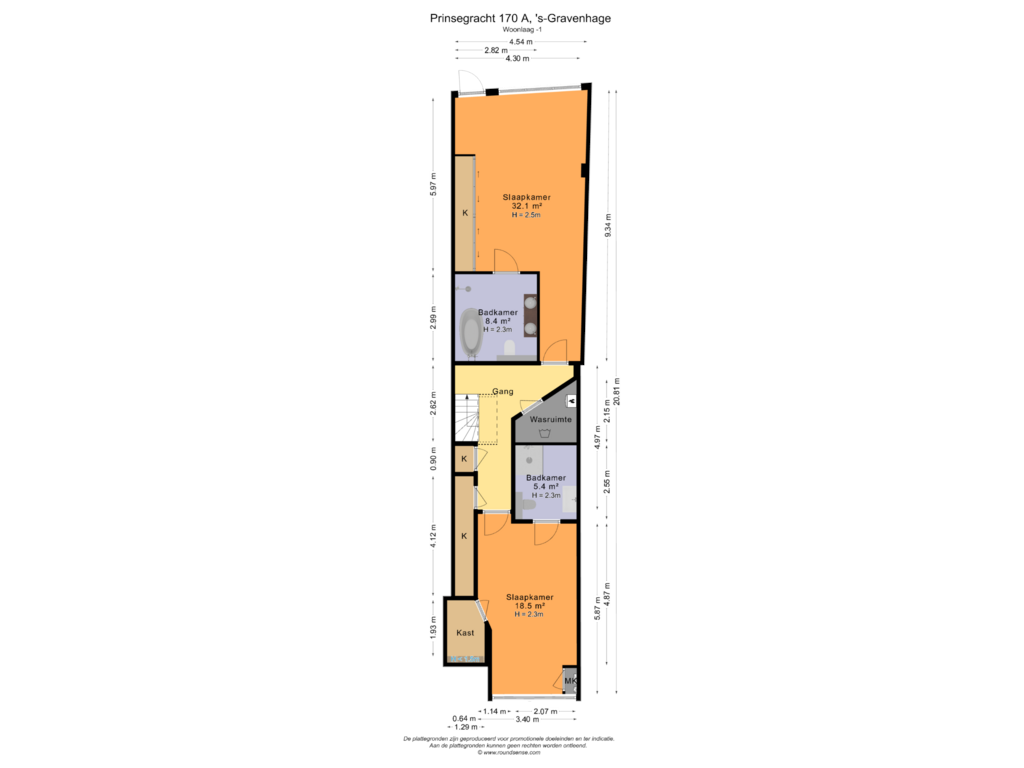 Bekijk plattegrond van Woonlaag-1 van Prinsegracht 170-A