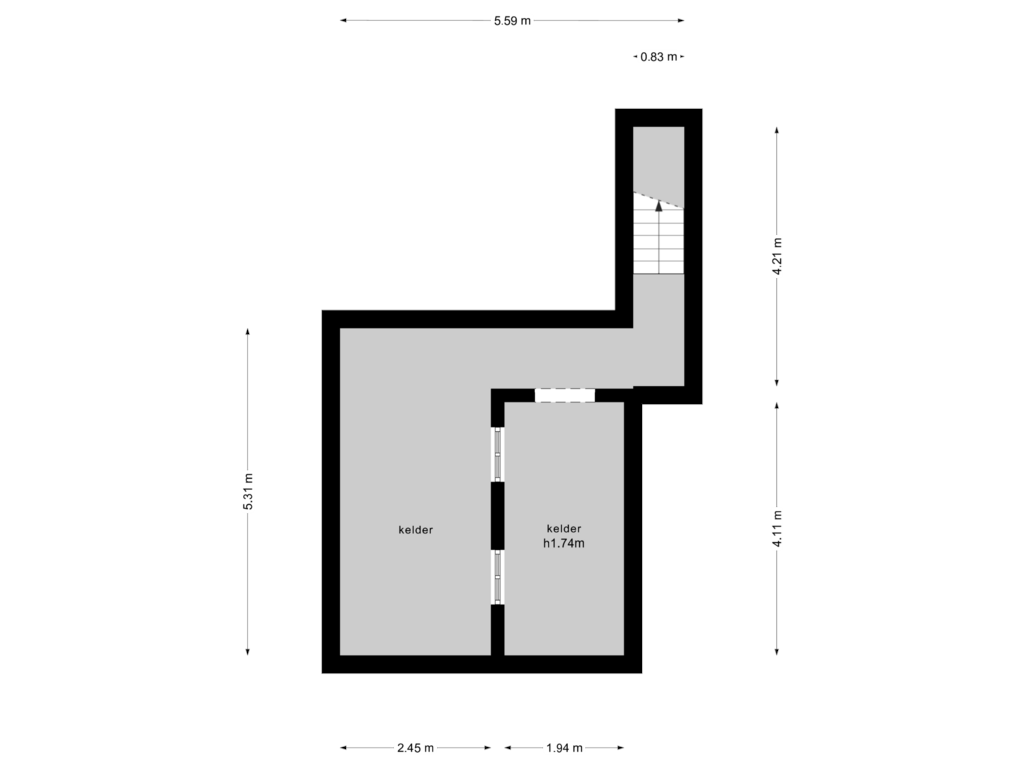 Bekijk plattegrond van Kelder van Eltenseweg 7-B