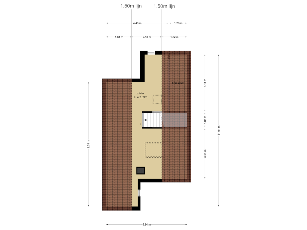 Bekijk plattegrond van Tweede Verdieping van Noordsingel 152