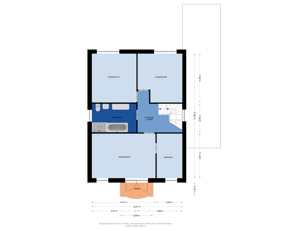 View floorplan of 1e verdieping of Sportring 3