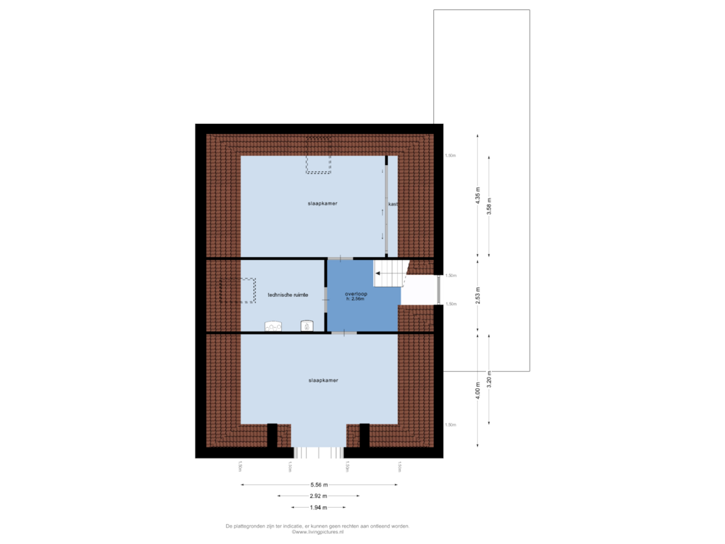 View floorplan of 2e verdieping of Sportring 3