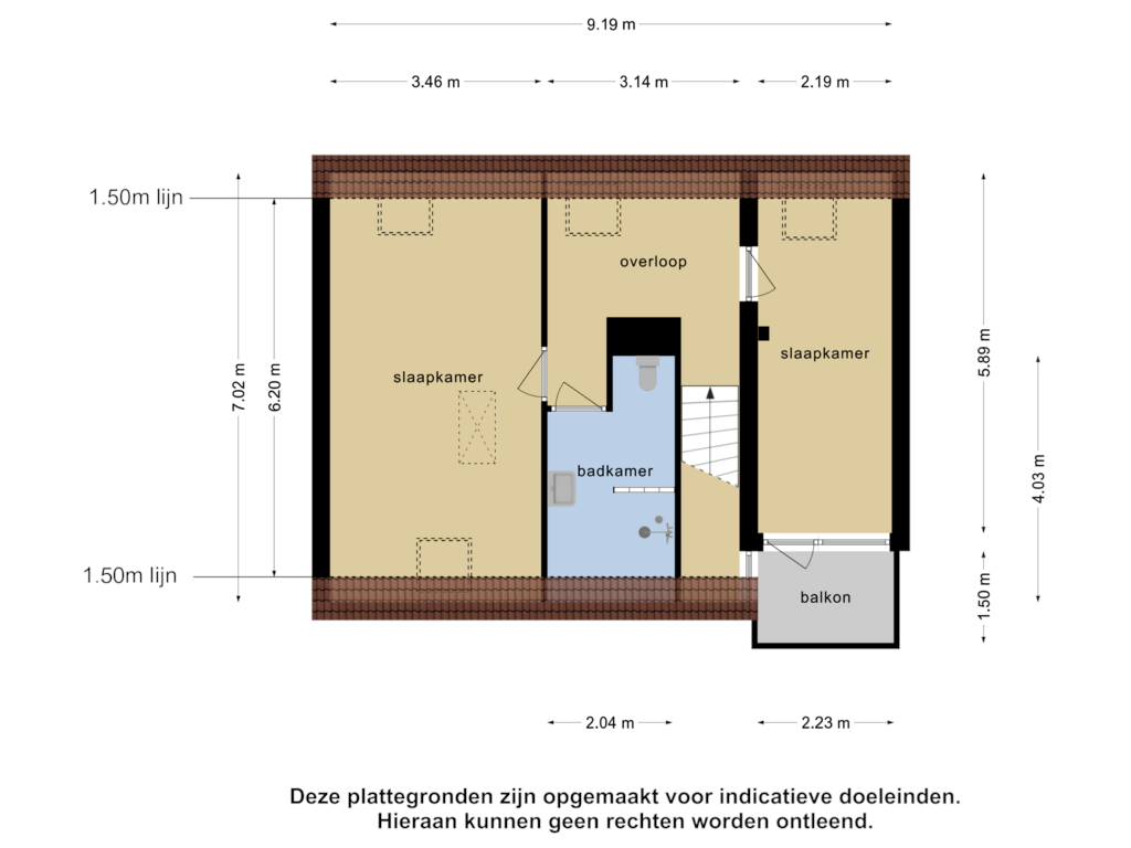 Bekijk plattegrond van 1e verdieping van Lindenlaan 2-B