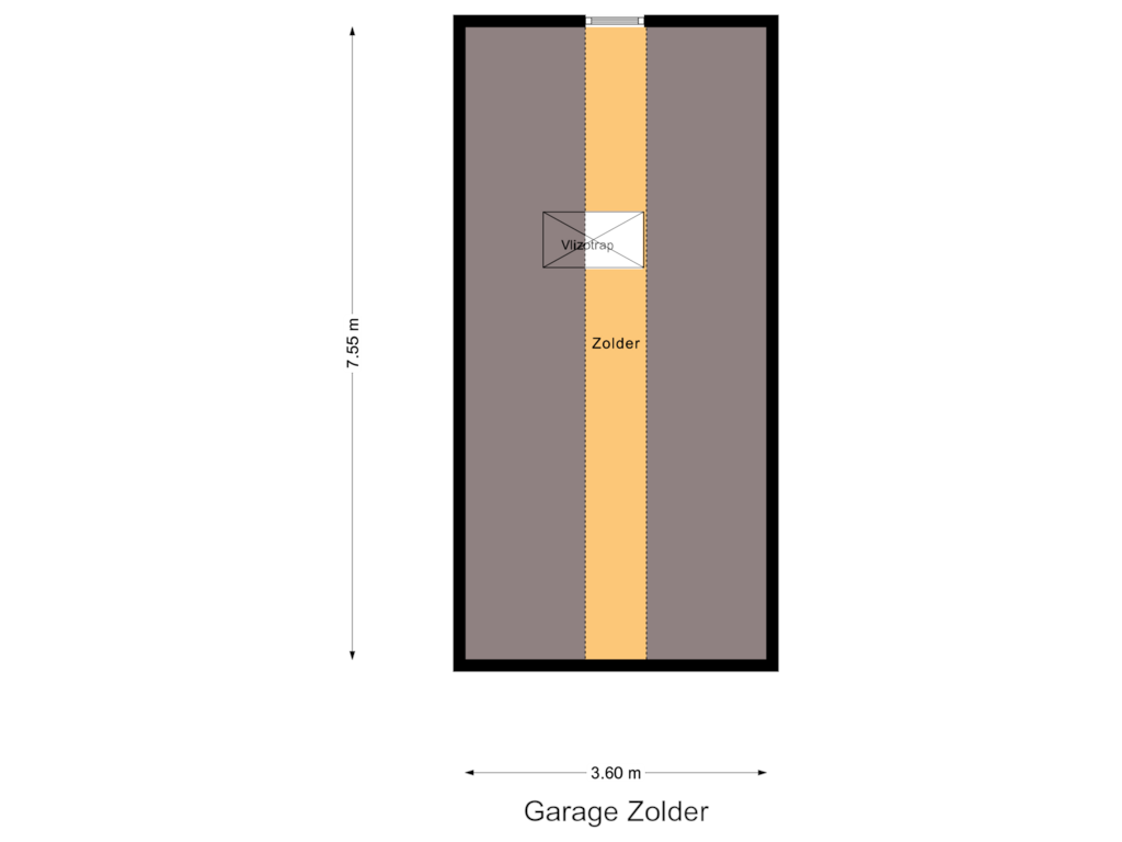 Bekijk plattegrond van Garage Zolder van Frederikstraat 6