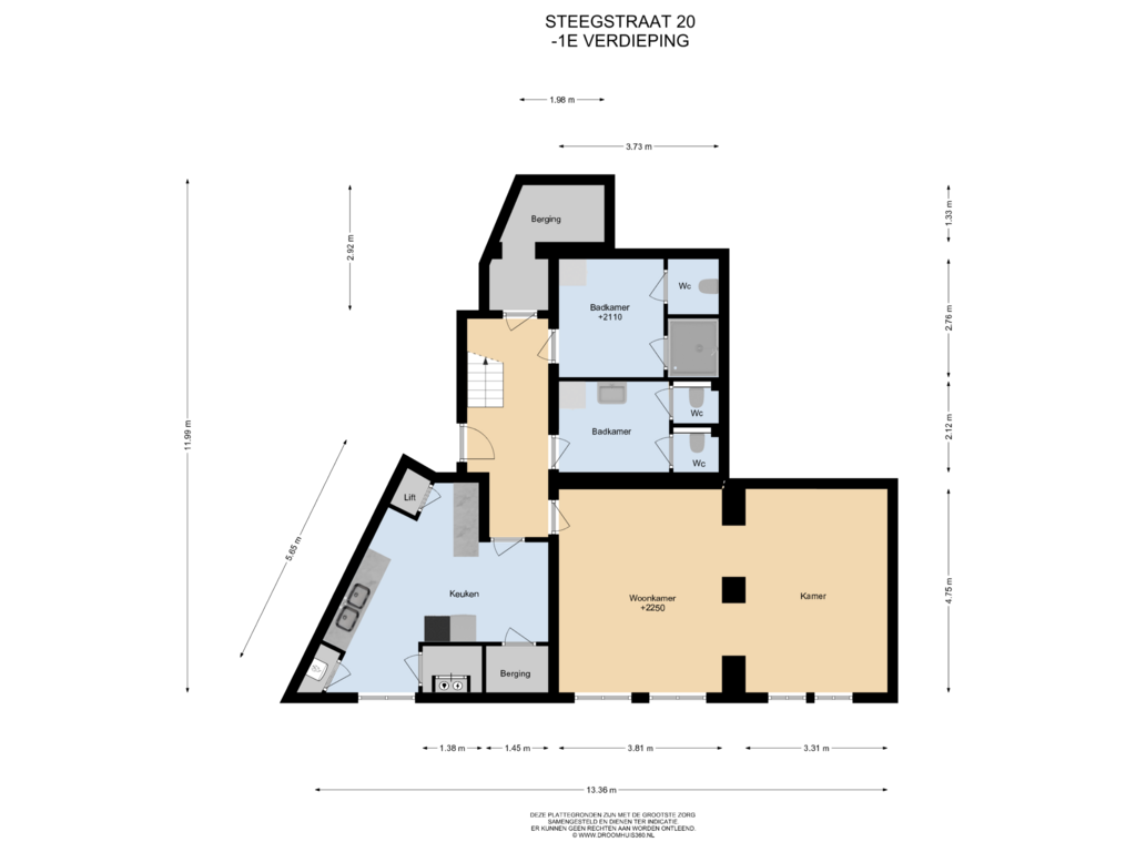 View floorplan of -1E Verdieping of Steegstraat 20