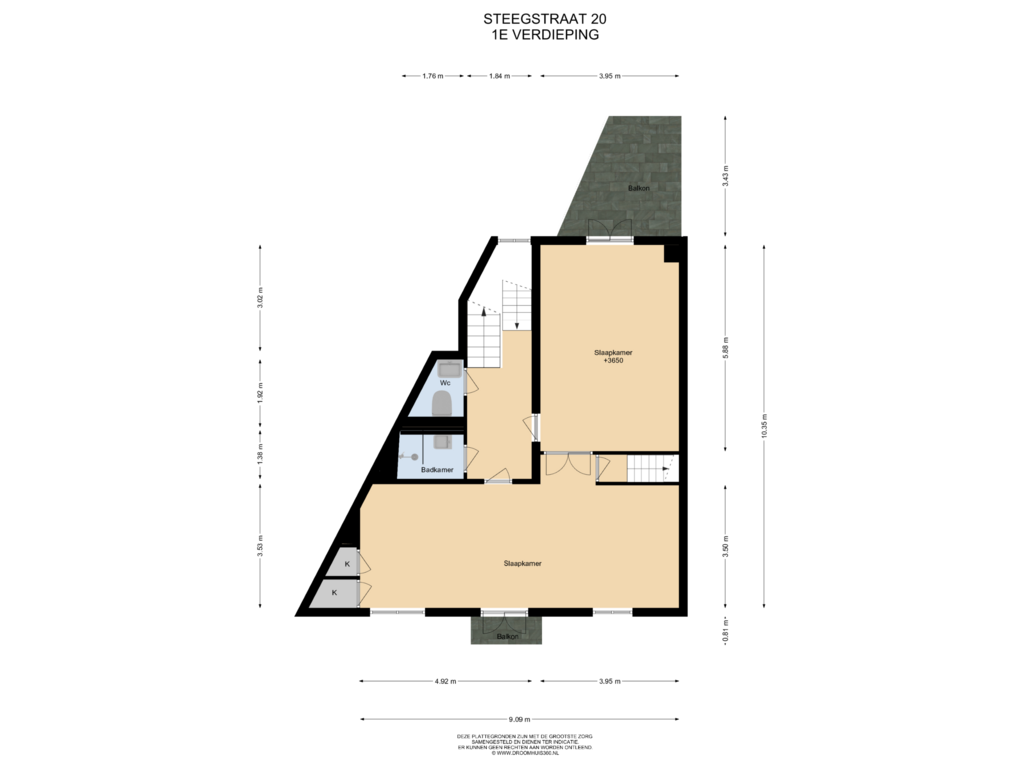 View floorplan of 1E Verdieping of Steegstraat 20