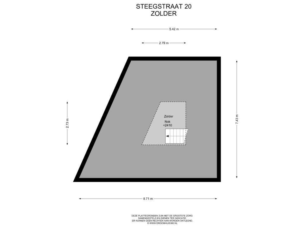 View floorplan of Zolder of Steegstraat 20