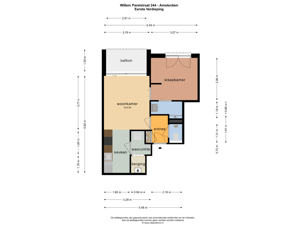 View floorplan of EERSTE VERDIEPING of Willem Parelstraat 244