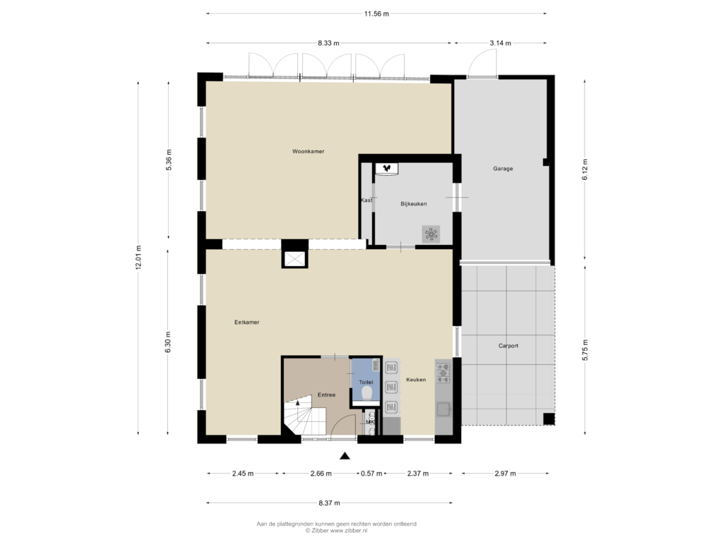 Bekijk plattegrond van Begane Grond van Bingerden 91