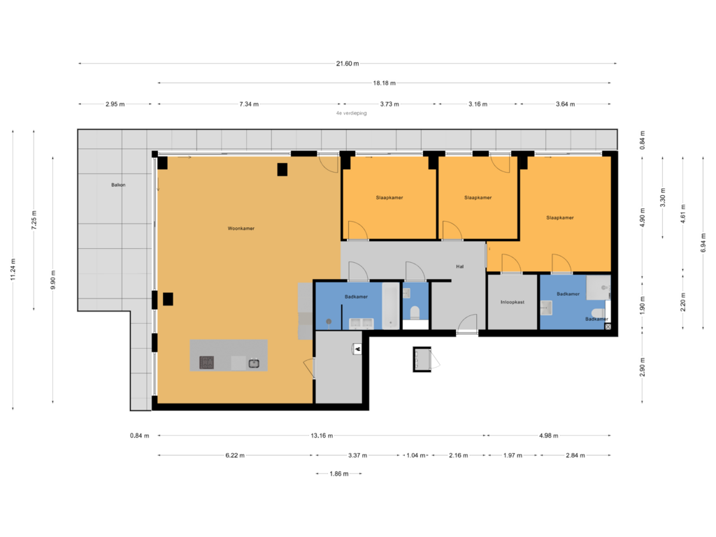 Bekijk plattegrond van 4e verdieping van Dr. Lelykade 176