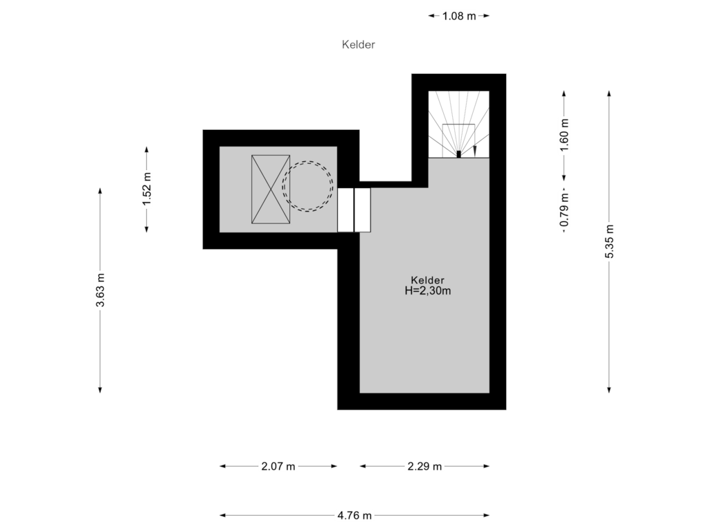 Bekijk plattegrond van Kelder van Torenstraat 35