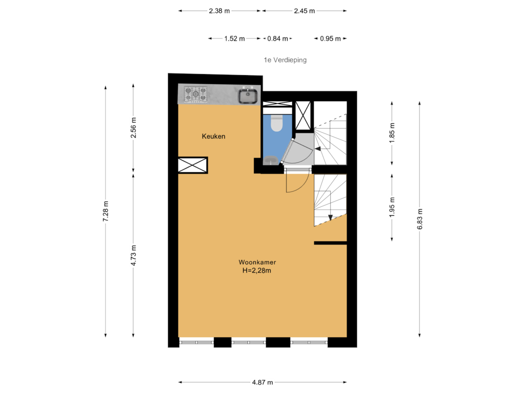 Bekijk plattegrond van 1e Verdieping van Torenstraat 35