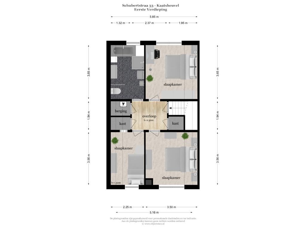 View floorplan of Eerste Verdieping of Schubertstraat 33