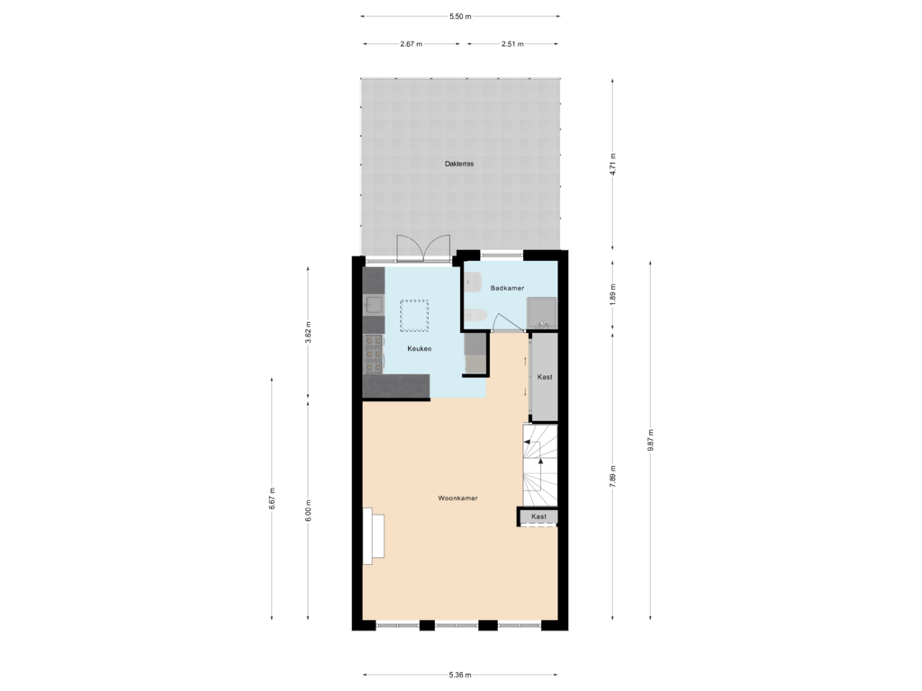 View floorplan of 1e Verdieping of Boterstraat 63-B