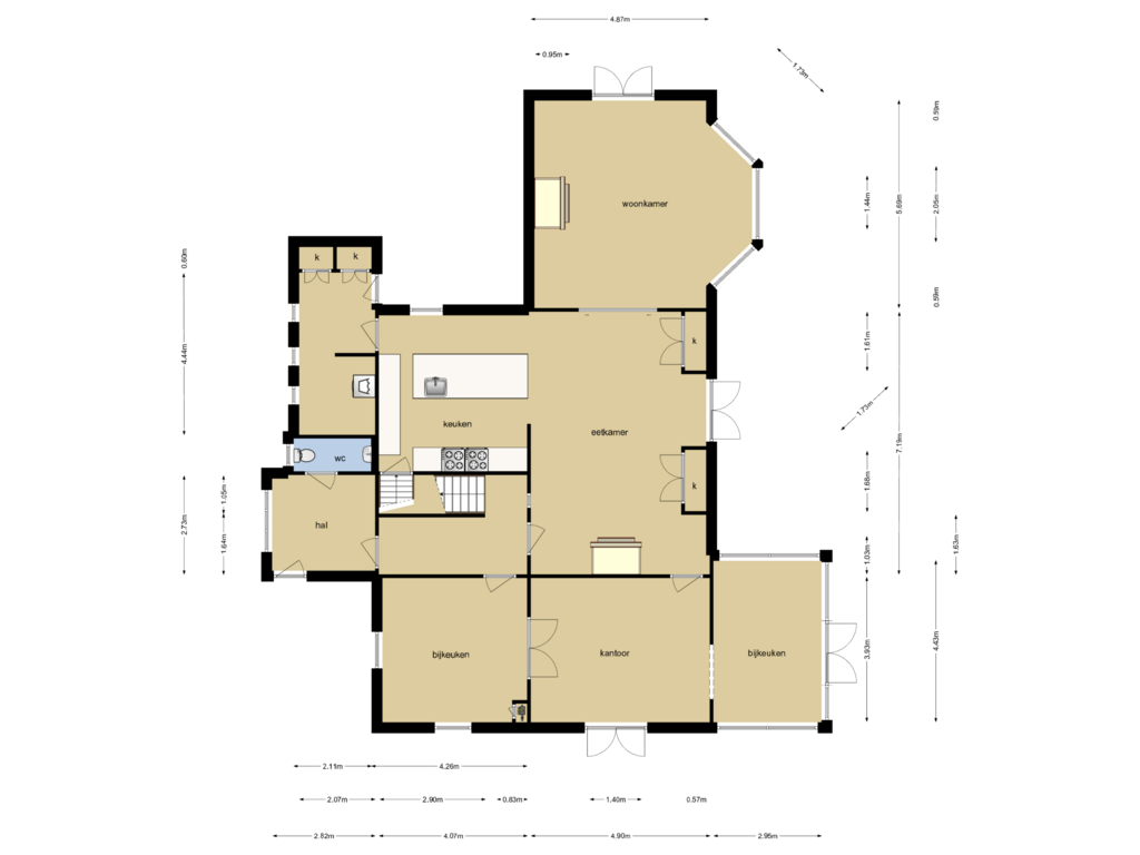 View floorplan of begane grond of Generaal Van Heutszlaan 34