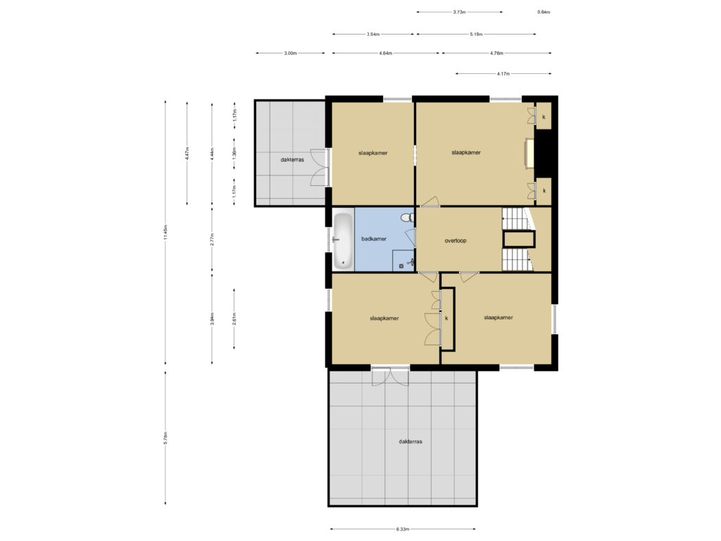 View floorplan of 1e verdieping of Generaal Van Heutszlaan 34